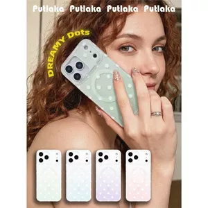 Putlaka IPhone 17 pro max Vỏ bảo vệ Vỏ bảo vệ Gradient từ tính Chấm bi 16Promax 17Pro Vỏ bảo vệ chống sốc IML hai mặt