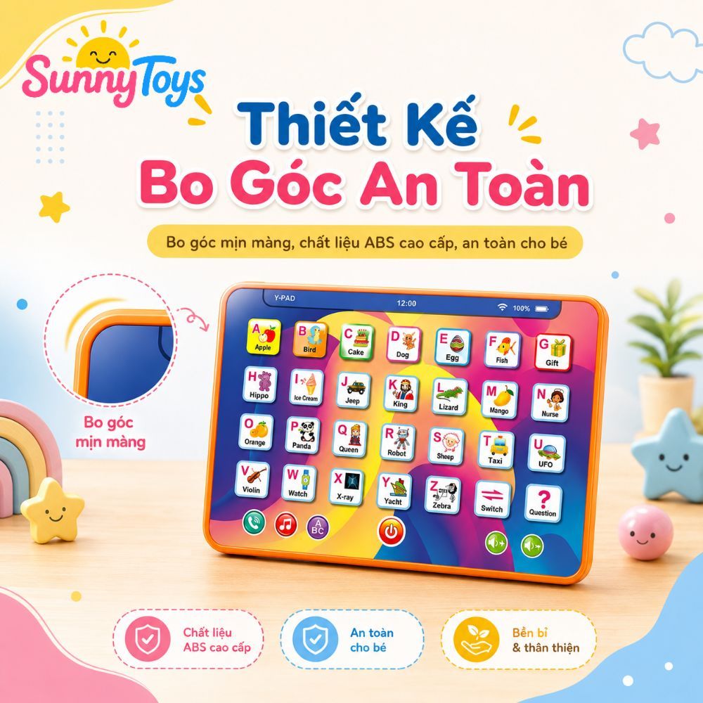 Máy Tính Bảng Y-Pad Cho Bé SunnyToys - Học Tiếng Anh Bấm Chữ Cái, Số Đếm Và Âm Thanh Vui Nhộn