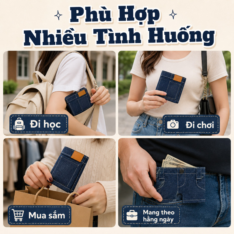 Ví Mini Quần Jean Short Độc Đáo - Phụ Kiện, Nhỏ Gọn Tiện Dụng, Quà Tinh Tế Cho Người Yêu Thích Phong Cách Riêng