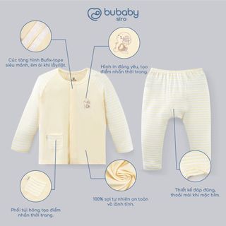 Bubaby IVS110200 Bộ dài tay cài giữa Sweet Puppy vải Siro - N | Quần áo cao cấp mềm mịn | SS26.T6 .2
