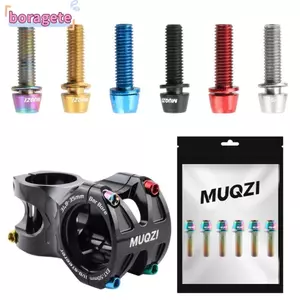 BORAGETE 6 CÁI Vít thân, Bu lông thân xe đạp đường trường MTB M5x17mm, Tay lái xe đạp có máy giặt Vít nâng thân bằng thép mạ titan