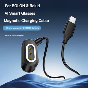 Cáp sạc từ tính USB / Type-C sang 3 chân cho kính AI Bolon & Rokid, 1,2 mét, 5V 0,5A, có đèn báo LED