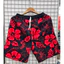 Quần short đi biển thời trang unisex in họa tiết dâm bụt 3D, quần short kỳ nghỉ dáng rộng nhanh khô