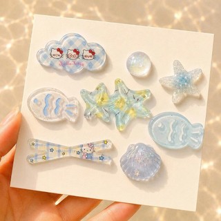 [ĐỘC QUYỀN]  Set Charm Gắn Dép Hello Kitty Vỏ Sò Tím Pastel Sao Biển Sứa Biển Ngọc Trai Trong Suốt Trang Trí Dép Cao Cấp
