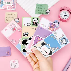 GREAT 100 Tờ Giấy Dán Ghi Chú, Văn Phòng Phẩm Động Vật Hoạt Hình Notepad, Ghi Chú Tin Nhắn Kawaii