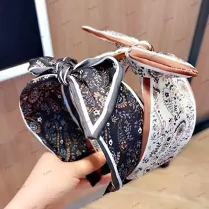 Băng đô PYCOU Nơ, Băng đô Turban rộng vành hoa, Băng đô vải thun Paisley Bé gái
