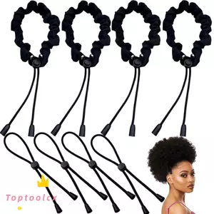 Dây buộc tóc TOPTOOLCX, Dây buộc tóc màu đen có thể điều chỉnh, Puff Ponytail Châu Phi Puffs Afro Hairstyle Bands dành cho phụ nữ da đen Kiểu tóc dứa