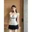 Áo thun ngắn tay Bowknot Polka Dot dành cho nữ mùa hè Pure Desire Một vai không tay khoe hình Top