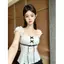 Áo thun ngắn tay Bowknot Polka Dot dành cho nữ mùa hè Pure Desire Một vai không tay khoe hình Top