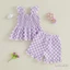 Bộ trang phục mùa hè cho bé gái 6M-4Y Áo xếp nếp tay bay kẻ sọc thời trang có quần short Bộ 2 chiếc