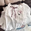 Bộ đồ ngủ bộ đồ mặc nhà ngọt ngào họa tiết hoạt hình vải cotton mây, dài tay quần dài, dành cho mùa xuân thu