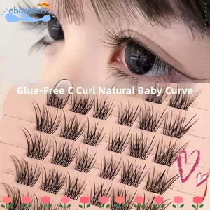 EBINLANDS 60 Cụm Lông Mi Giả Tự Dính, Nối Dài Lông Mi DIY 8-12MM Nhẹ Nhàng, Trang Điểm Mắt Đen Vibes Không Cần Keo Dán Cho Bé Uốn Cong Lông Mi Giả Đảng