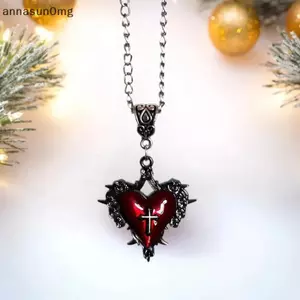 AA Gothic Chết Chữ Thập Nelace Dành Cho Nữ Thời Trang Phù Thủy Trang Sức Phụ Kiện Quà Tặng Gai Hoa Hồng Đỏ Trái Tim Mặt Dây Chuyền Choker Mới VN