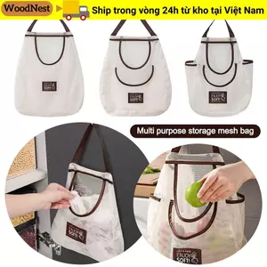Túi treo tất đồ lót WOODNEST, Túi đựng rau rỗng dung tích lớn, Tay cầm mở rộng bền có thể tái sử dụng Túi lưới nhà bếp tại nhà