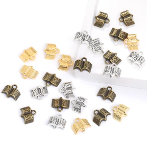 Mặt dây chuyền nhỏ cổ điển Mặt dây chuyền sách tự làm Phụ kiện hợp kim 12x11mm B-0456.18 HPEW
