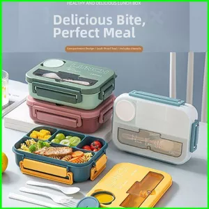 Hộp cơm trưa đa năng YB2 có nĩa & thìa Hộp đựng thực phẩm chống rò rỉ kín khí cho sinh viên & văn phòng
