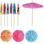 PWSSEND 100 Chiếc Cocktail Picks, Gậy Gỗ Ô Giấy Áo Ô Dù Chọn, Tre Chất Lượng Cao Nhiều Màu Sắc Phong Cách Tiệc Tre Tăm Trang Trí Bánh