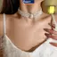 MAKY Pháp Retro Hương Thơm Nhỏ Ba Lớp Ngọc Trai Nelace Flash Kim Cương Ngọc Trai Váy Cưới Xương Đòn Dây Xích Dành Cho Nữ Ne VN