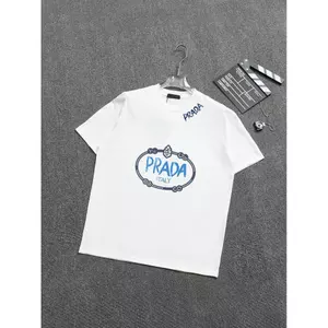 Chất Lượng Cao Phong Cách Mới 260-280 Cặp Sợi Cotton Nguyên Chất Vải Cổ Chữ Xanh Graffiti In Thời Trang Hợp Thời Trang Thường Ngày Tay Ngắn T-