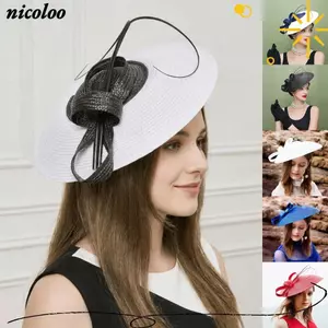 NICOLOO Rộng Vành Fascinator, Mũ Kentucky Thanh Lịch Phong Cách Băng Đô, Chống Nắng Xu Hướng Thoáng Khí Lưới Fascinator Nữ