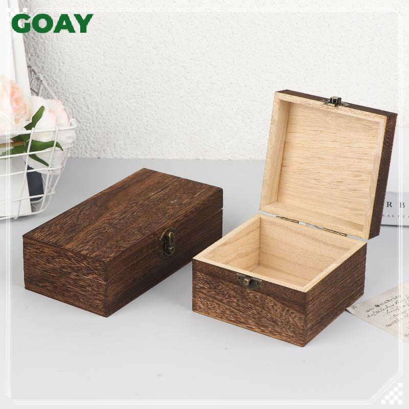 GOAY Hộp Gỗ Lấy Cảm Hứng Vintage Có Nắp Vuông Bản Lề Trang Sức Thủ Công Hộp Bảo Quản Trang Trí Nhà Cửa DIY Làm Tay Ngày Của Mẹ VN