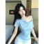 Phong cách Hàn Quốc Niche Ren Khâu Giả Hai Mảnh Tay Ngắn Top Mùa Hè Phong Cách Mới Tươi Slim-Fit Slimmer Look S