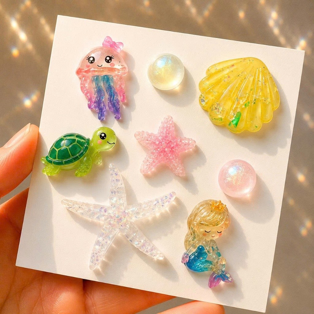 Set Charm Resin Nàng Tiên Cá Đại Dương Lấp Lánh