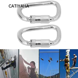 CATIYAHA 1 / 2 Kẹp Carabiner Thép, Khóa treo hình chữ D 40Cr Thép 45KN, Bạc bền bỉ Khóa tự động Carabiner Leo núi ngoài trời