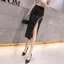 Phụ Nữ Gợi Cảm Bên Chia Bodycon Váy Nữ Thời Trang Đen Công Sở Váy Midi