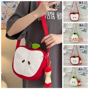 Túi đeo chéo hình trái cây DARON, Túi tin nhắn Túi đeo vai vui nhộn, Túi dây kéo Harajuku chống thấm nước Màu trơn Gói điện thoại di động Nam