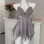 Váy ngủ bướm DARON, Dây buộc dây buộc áo ngủ yếm, Đồ lót nữ thoải mái Ice Satin Silk Váy ngủ ngọt ngào có miếng đệm cho nữ