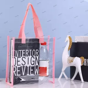 Túi mua sắm mỹ phẩm PYCOU, Túi Tote may vá ô tô PVC, Túi đựng dung tích lớn trong suốt Túi thạch