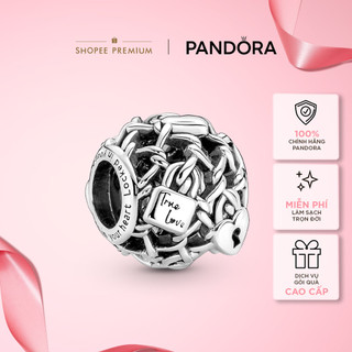 Charm Bạc Pandora Trái Tim Và Ổ Khóa - Openwork Chain Link Padlock
