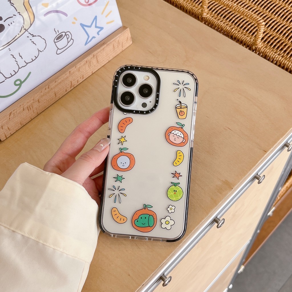 CAPASHIP Dễ Thương Trà Cam Minh Họa Nhật Bản Phim Hoạt Hình Kawaii Hàn Quốc Vỏ Mềm Tương Thích Cho iPhone 17 Pro Max Air Plus 16 / 15 / 14 / 13 / 12 / 11 / XR / X / XS / SE / 8 / 7 / 6