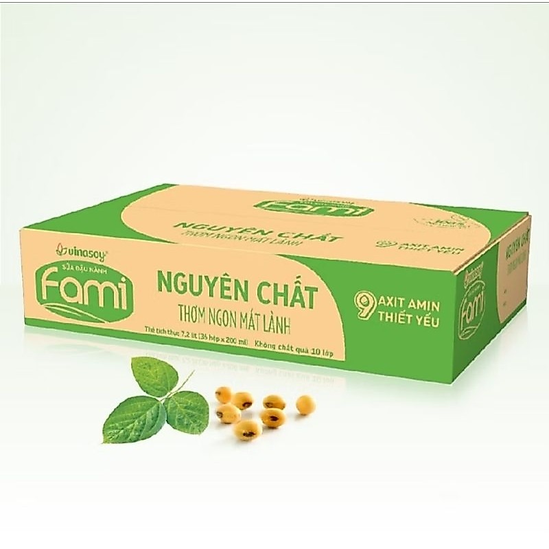 Thùng sữa đậu nành Fami Nguyên chất  mix các vị (36 hộp 1 thùng x 200ml )