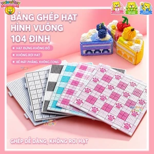 Bảng ghép hạt 104 móc họa tiết mèo và cỏ bốn lá dễ thương chịu nhiệt không cong vênh, phiên bản nâng cấp