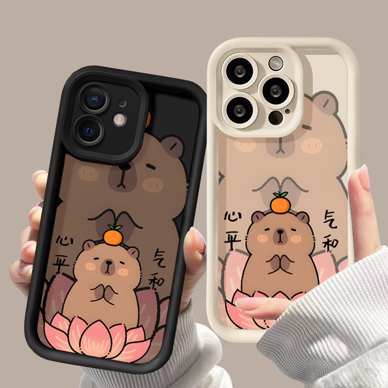 Phim Hoạt Hình Thiền Capybara Ốp Lưng Điện Thoại IPhone 17 16 15 14 13 12 11 Pro Max Plus 16E Dễ Thương Màu Chắc Chắn Bảo Vệ Camera Mềm Silicon Thời Trang