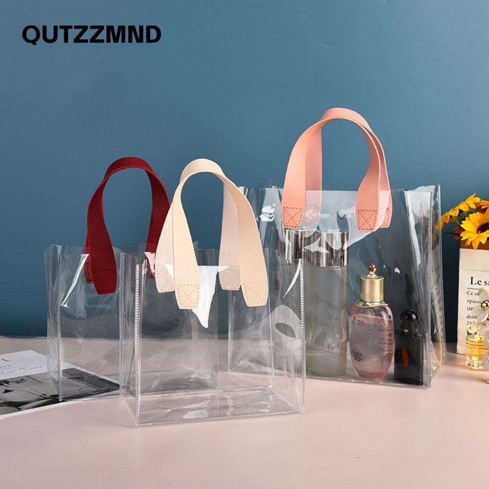 Túi mua sắm trong suốt QUTZZMND, Túi Tote PVC có tay cầm, Túi đựng đồ chống nước trong suốt