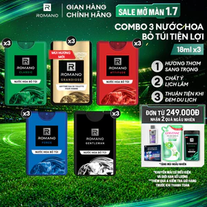 Combo 3 Nước hoa nam bỏ túi Romano 18ml /chai