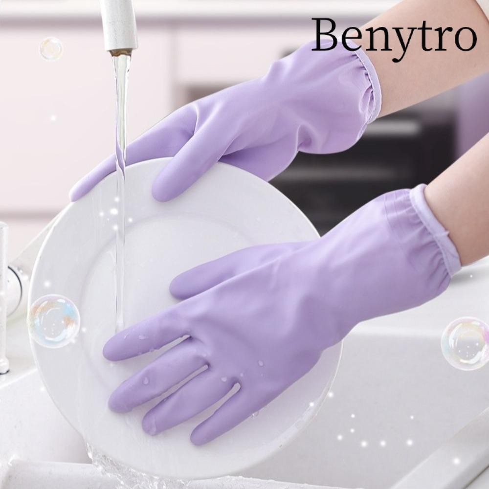 Găng tay cao su BENYTRO, Găng tay rửa chén dụng cụ sạch 31cm, có dây đeo đàn hồi Găng tay cao su nhà bếp chống thấm nước Hộ gia đình