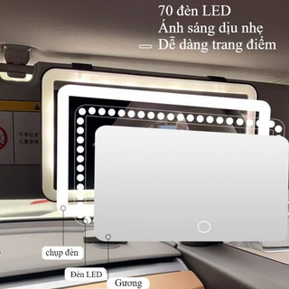 Gương Trang Điểm Xe Hơi LED 3 Màu - Điều Chỉnh Độ Sáng, 3 Khớp Xoay Linh Hoạt, Hỗ Trợ Sạc USB