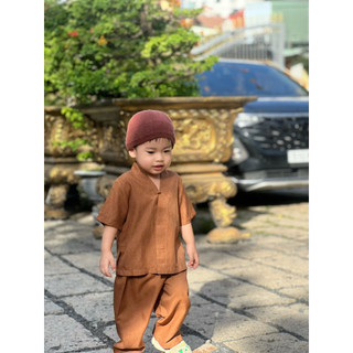 set đồ bé trai linen, mẫu bà lai, pháp phục bé đi chùa