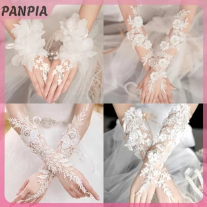 PNPIA- Găng tay cưới ren ngắn dài để cầu hôn ảnh Tiệc cưới dạ hội
