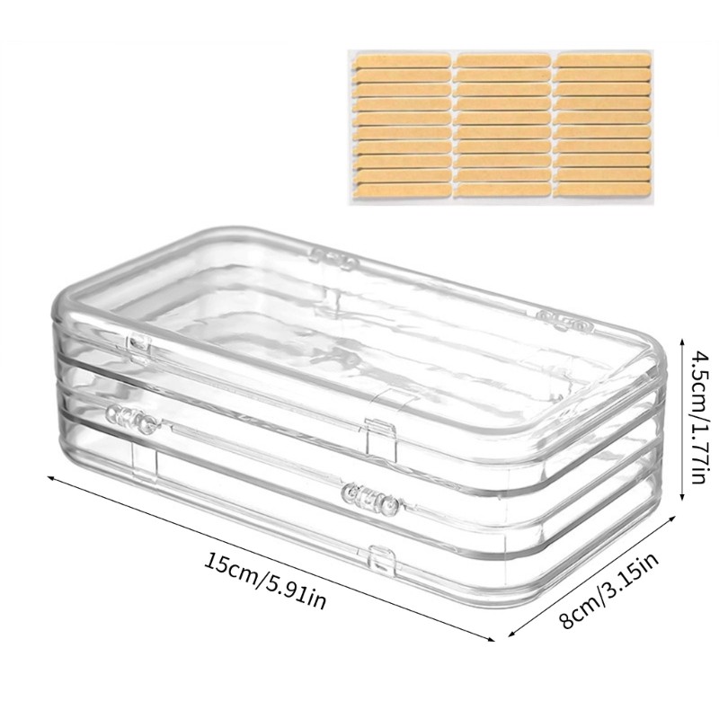 COO 3 Gấp Trong Suốt Móng Tay Nghệ Thuật Hộp Bảo Quản Có Băng Dính Hộp Nhựa Đa Năng Cho Văn Phòng Gia Đình Phòng Tắm Organ