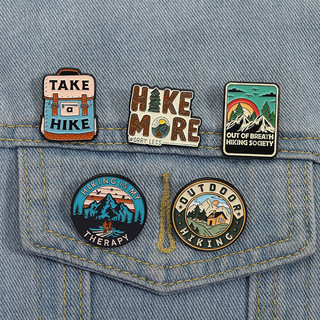 Hike Đi Bộ Đường Dài Men Trâm Cá Tính Sáng Tạo Phong Cảnh Rừng Núi Tuyết Ba Lô Kim Loại Pin Quà Tặng Cho Bạn Bè