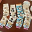 Phụ nữ hoạt hình dễ thương bánh mì đậu phộng mèo đen chim cánh cụt cotton vớ phù hợp cho mùa thu đông