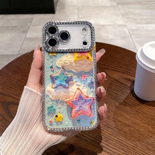 Phim Bảo Vệ Ống Kính Kim Cương Bướm Đám Mây Ngôi Sao Ốp Lưng Điện Thoại iPhone 17Promax 17Pro 16Promax 12 13 14 15 Pro Max Chống Sốc Nữ Điện Thoại Di Động