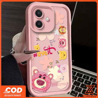 Thích hợp cho VIVO V50 V40 V40 LITE Y04 Y29 Y39 Y03 Y19S Y28 Y17S V30 V29 V29E Y17 Y15 Y11 Y20 Y21 Y20S Y33S Y21T Y21S Y12S Hoạt Hình Dễ Thương Hoa Bóng Gấu Dâu Tây Chống Sốc TP
