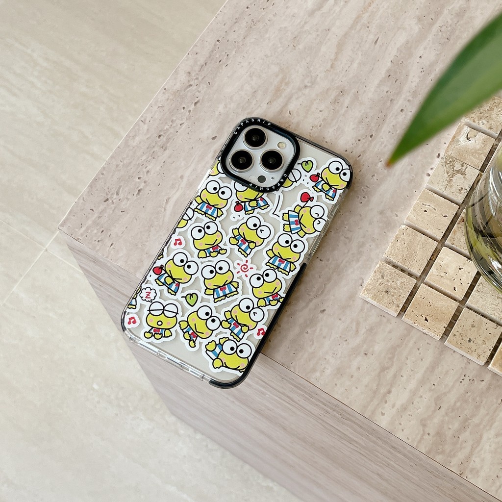 CAPASHIP Dễ Thương Keroppi Hello Kitty KAWAII MOI Hoạt Hình Ếch Nhật Bản Vỏ Mềm Hàn Quốc Vỏ Tương Thích Cho iPhone 17 Pro Max Air Plus 16 / 15 / 14 / 13 / 12 / 11 / XR / X / XS / SE / 8 / 7 / 6