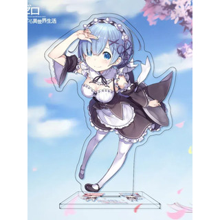 Mô hình Standee Re:Zero - Rem - Ram - decor góc học tập để bàn 12cm